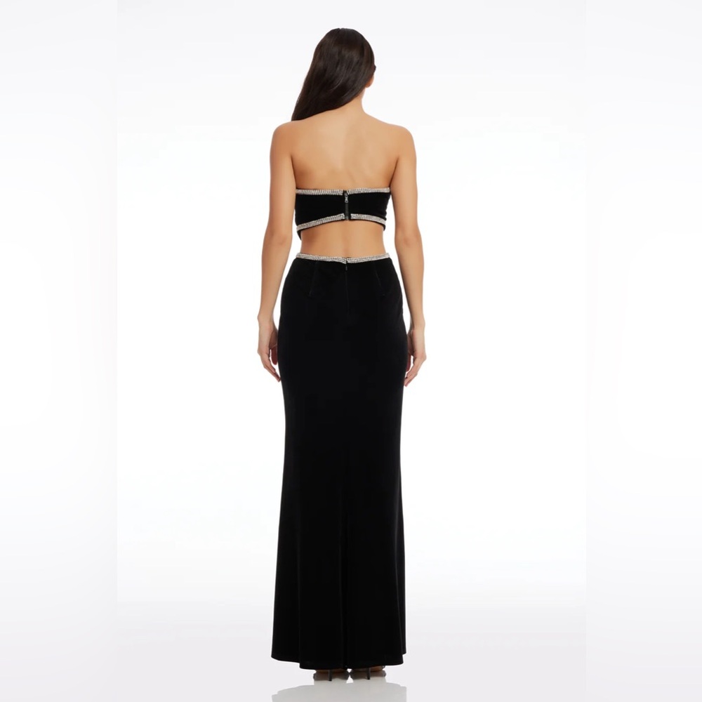 Dress the Population Ariana Black Strapless Gown with Silver Accents - Picture 2 of 6
